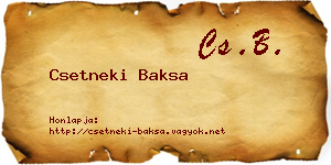 Csetneki Baksa névjegykártya
